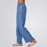 Smocked Waist Wide Leg Pant - Moonlit Haze Wash