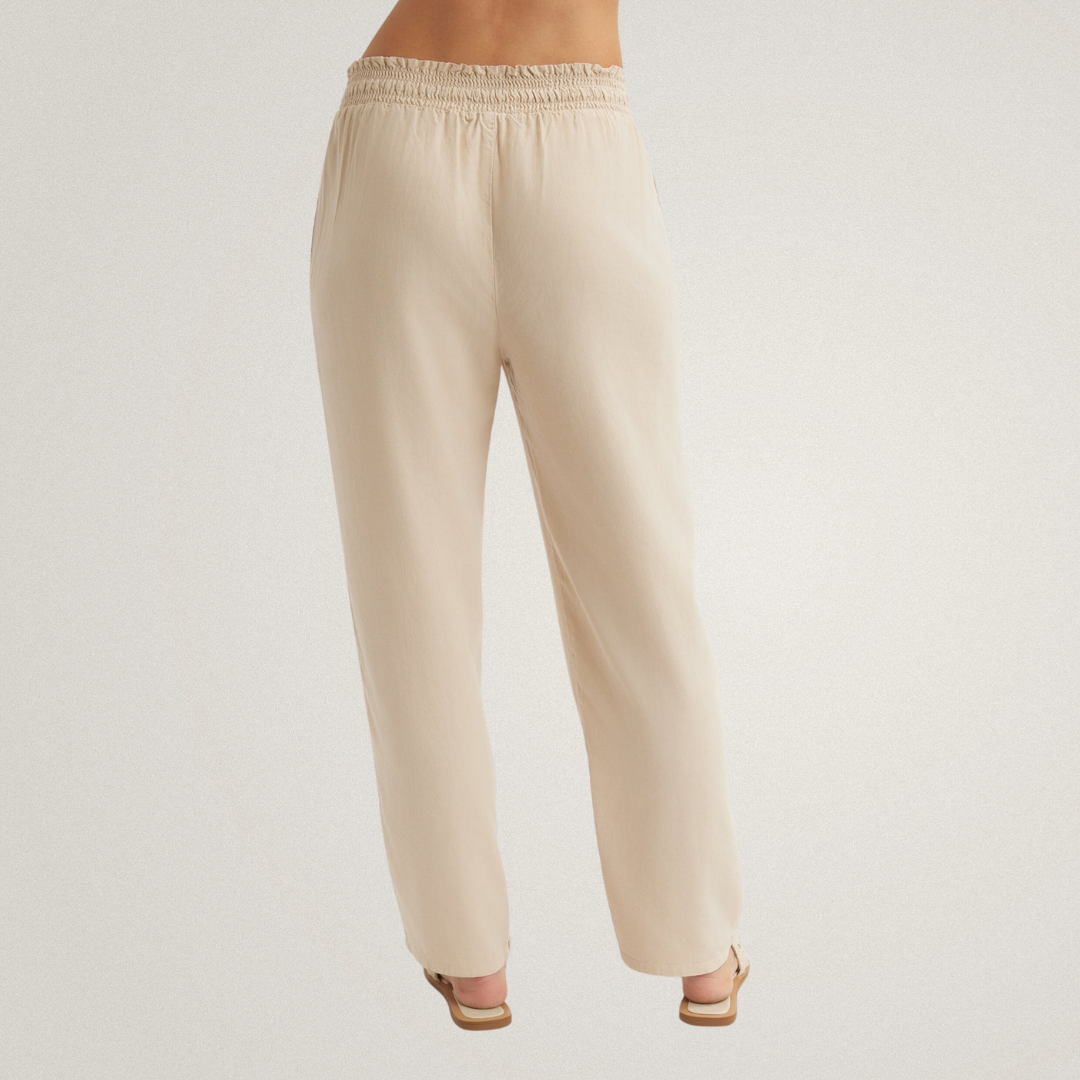 Smocked Waist Trousers - Linen Sand