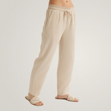 Smocked Waist Trousers - Linen Sand