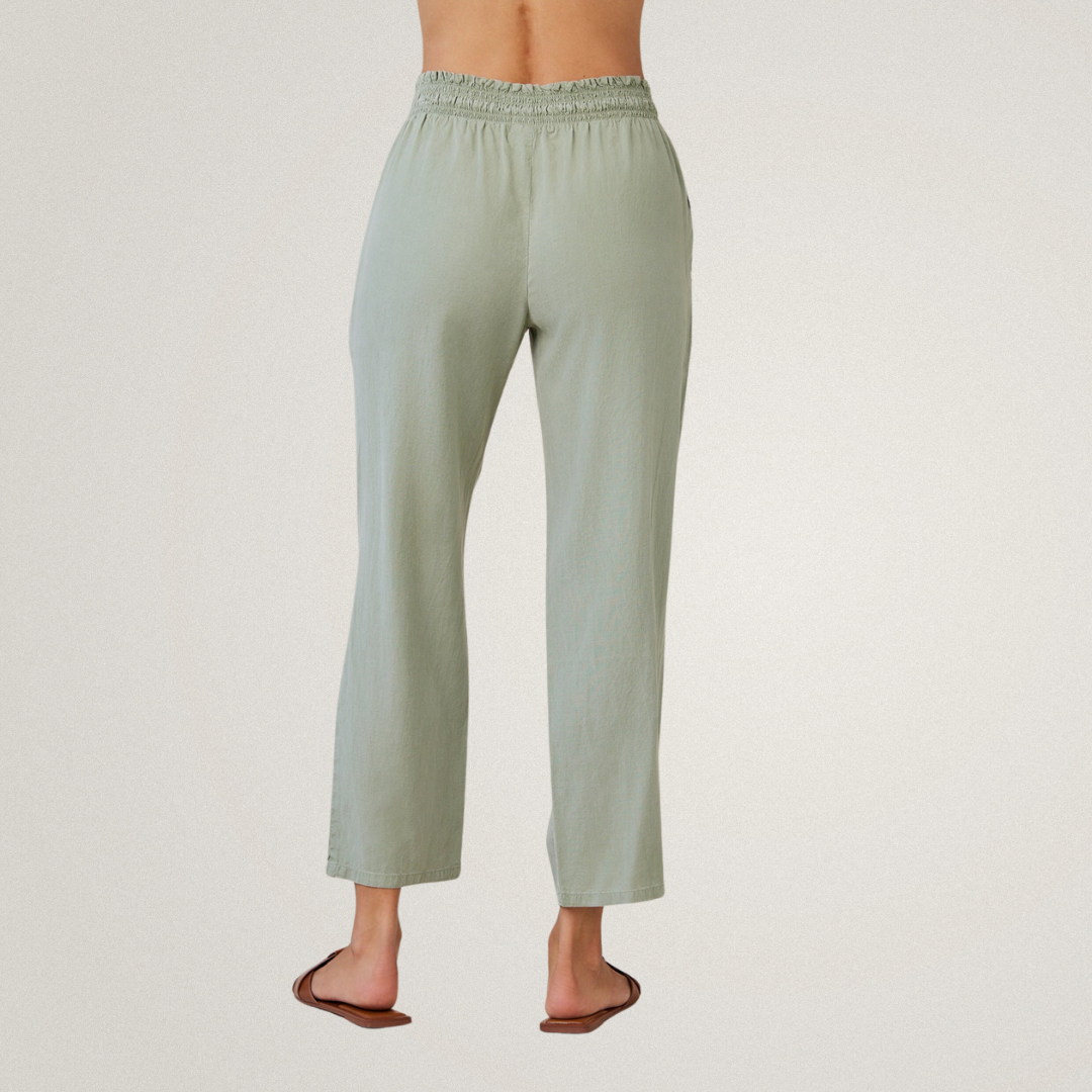 Smocked Waist Trousers - Olive Grove