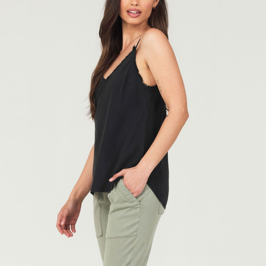 Frayed Tencel Cami - Vintage Black