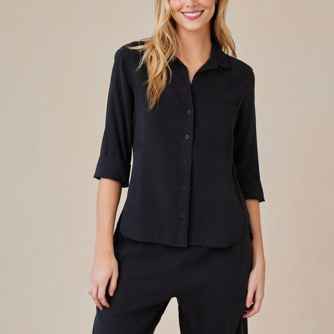 Shirt Tail Button Down - Vintage Black