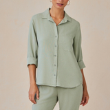 Shirt Tail Button Down - Olive Grove