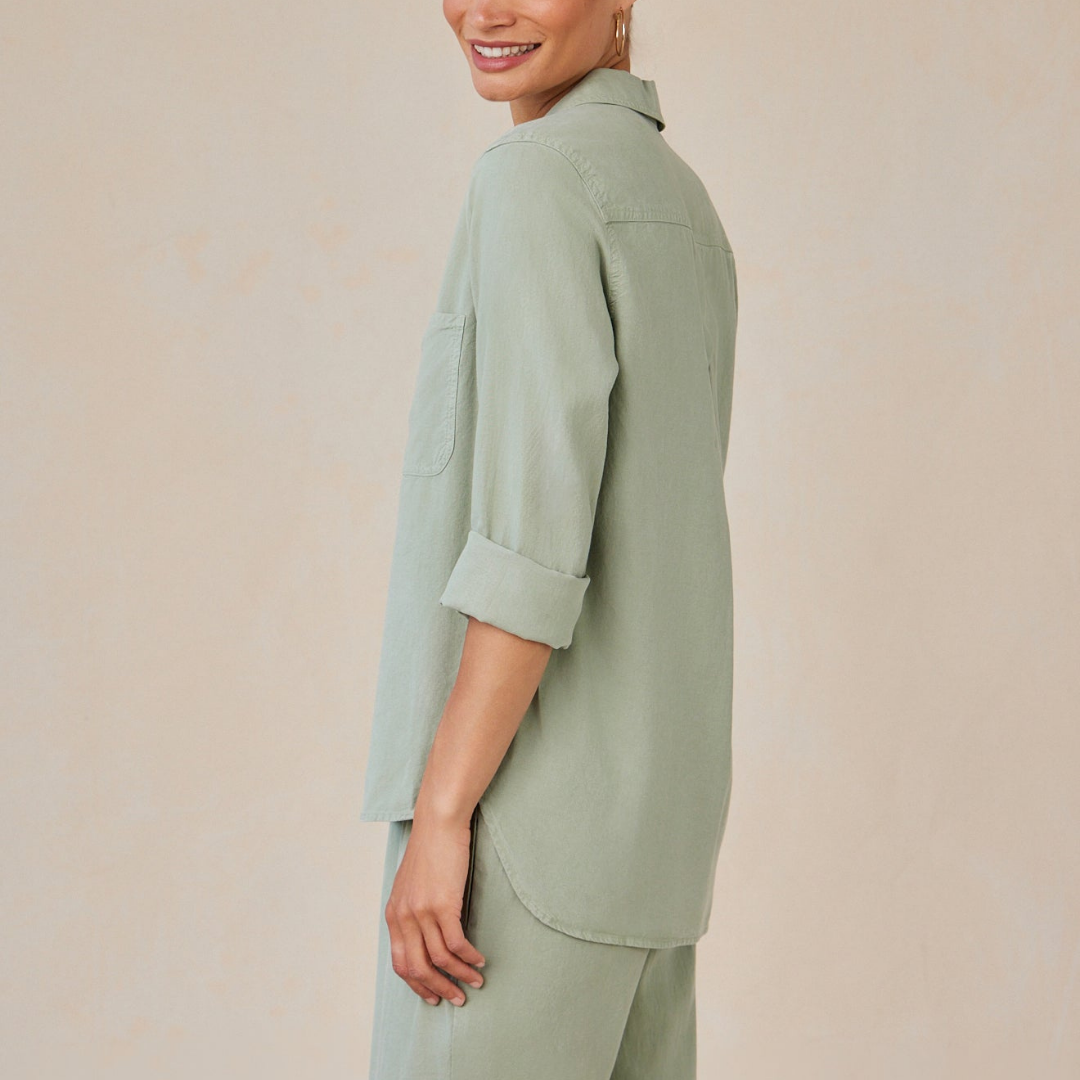 Shirt Tail Button Down - Olive Grove