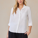 Shirt Tail Button Down - White