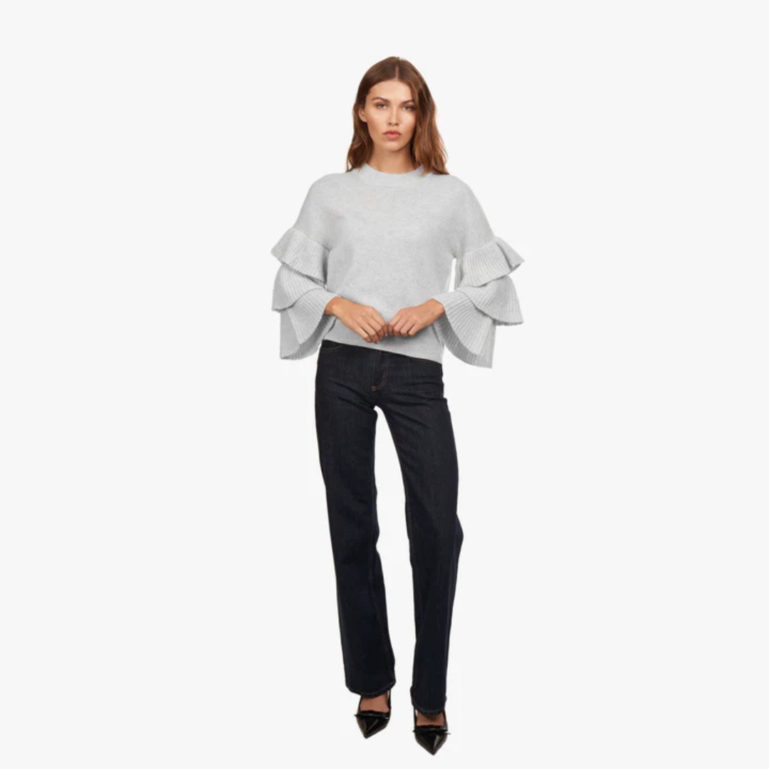 Tiered Ruffle Sleeve High Crew