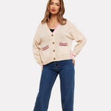 Mila Geo Trim Cashmere Cardigan