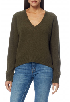 Ivy V-Neck Cashmere Sweater - Olive