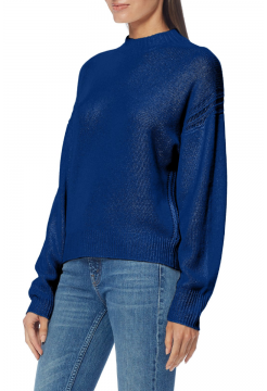 Hilda Cashmere Mock Neck Sweater - True Blue