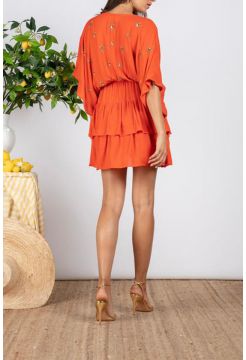 Vera Short Sun Dress - Tangerine Orange