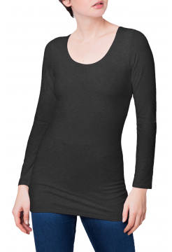 Zaza Double Fronted Scoop Neck Top - Charcoal
